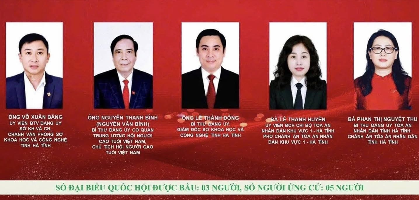 DANH SÁCH CHÍNH THỨC NGƯỜI ỨNG CỬ ĐẠI BIỂU QUỐC HỘI KHÓA XVI TẠI HÀ TĨNH - ĐƠN VỊ BẦU CỬ SỐ 1